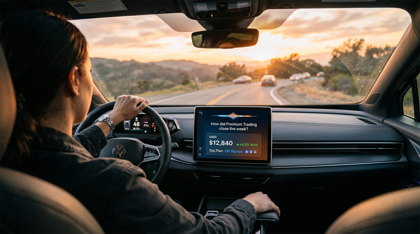 Driver asking their car's voice assistant about MemberPass earnings